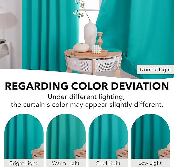 Deconovo Blackout Curtains, Thermal Insulated, W52 x L84 2 Panels, Back Tab, Machine Washable, Room-Darkening Drapes for Bedroom/Living Room Turquoise