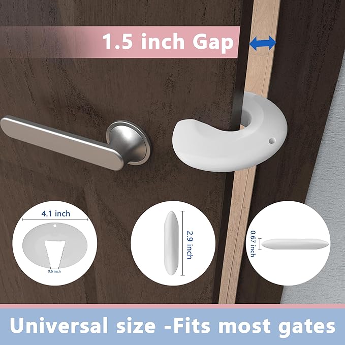 Door Pinch Guard and Door Slam Stopper, Durable Silicone Door Finger Pinch Guard, Prevents Slamming on Even Heavy Doors, Non-Toxic & Pet Friendly, White, 6 Packs