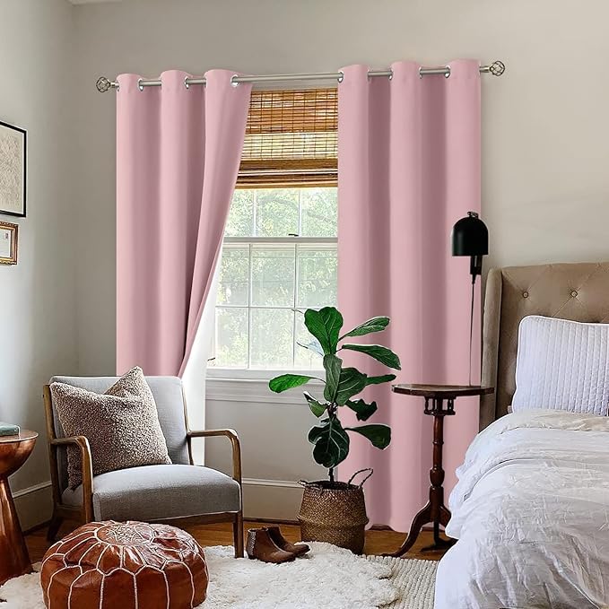 BGment Pink Blackout Curtains for Bedroom 84 Inch Length 2 Panels Set, Thermal Insulated Bedroom Curtains Soundproof Kids Nursery Window Curtain Drapes, Each Grommet Curtains 42 Inch Wide