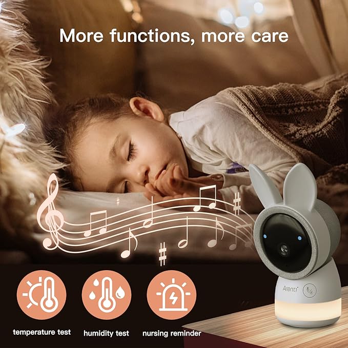 ARENTI Baby Mnitor 3T with 360° View, 2K Temp & Humidity Sensor, Night Vision & Two-Way Audio