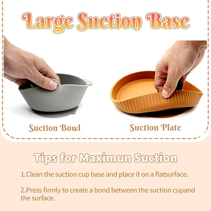 CHCC Silicone Baby Feeding Set 21 Pcs, Baby Led Weaning Supplies, Baby Feeding Supplies Set BPA Free, Essentials for Newborn Gift Walnut Color, Beige, Smoky Gray