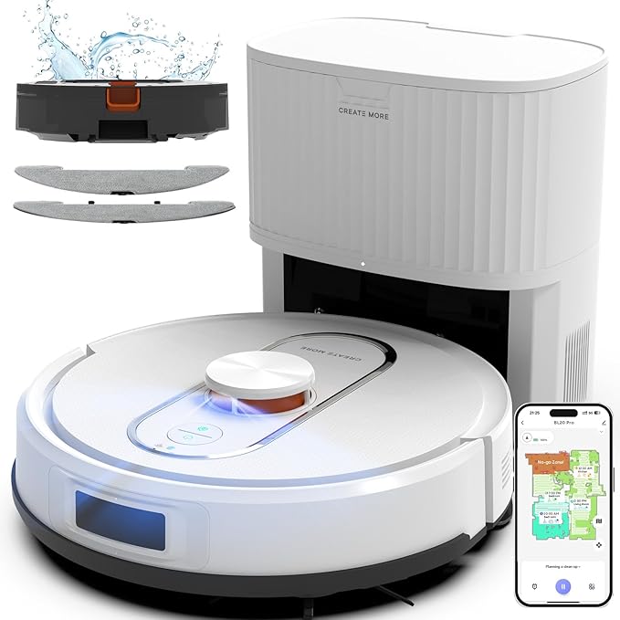 Bagotte Robot Vacuum and Mop, Robotic Vacuum with Self-Emptying Station for 90 Days,5000Pa Suction, LiDAR Navigation, No-Go Zones, Wi-Fi/App/Alexa Control, for Carpet, Hard Floors