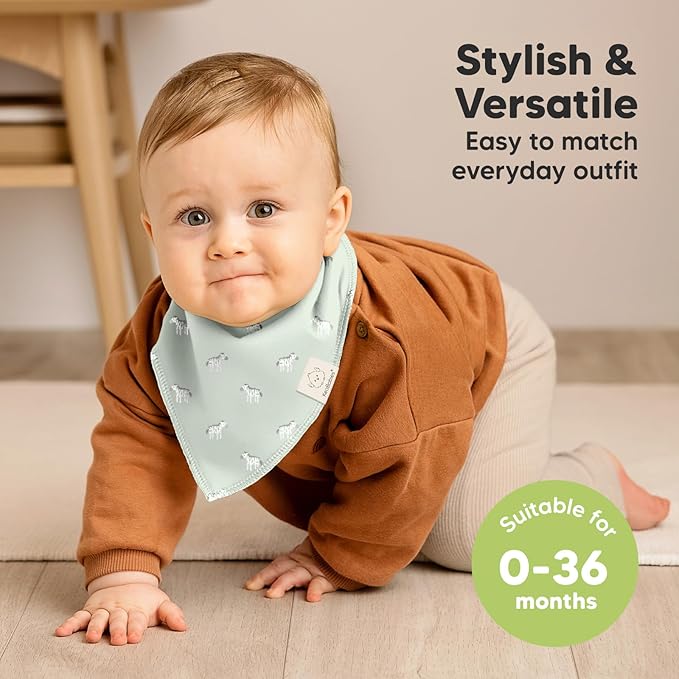 KeaBabies 8-Pack Organic Baby Bandana Bibs for Boys, Girls - Super Absorbent Triangle Baby Bibs for Drooling and Teething Infant, 100% Cotton Extra Soft for Newborn, Infant 0-36 Months (Wilderness)