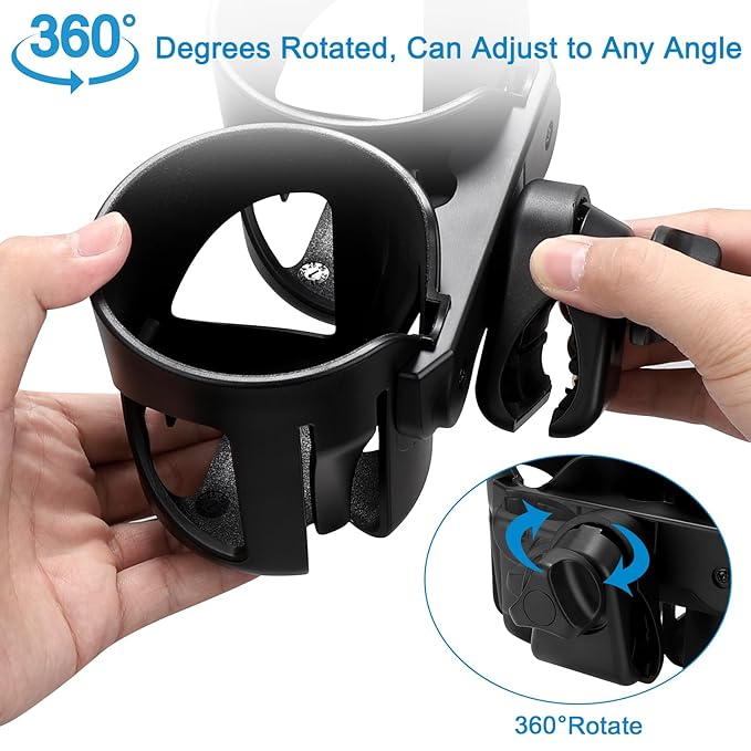 Accmor Universal Cup Holder, Stroller Cup Holder, 360° Rotatable Large Caliber Designed Bottle Holder for Stroller, Bike, Wheelchair, Walker, Scooter