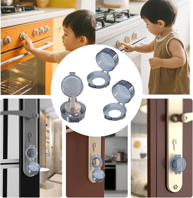 2 Pack Child Safety Lock Cover,Gas Stove and Microwave Oven Safety Locks Deadbolt,Child Proof Large Size Door Knob Cover