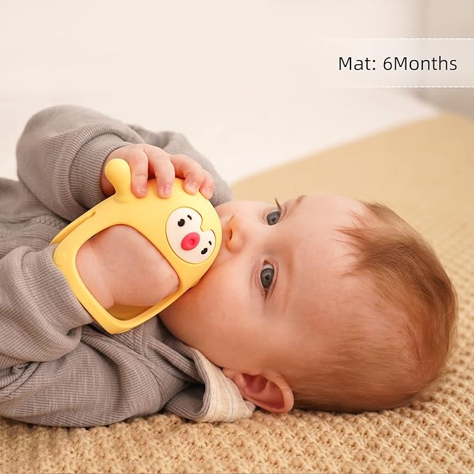 Smily Mia Smily Mia 2Packs Penguin Teethers, TeethingToys for Babies 0-6Months, Baby Teethers for 3-6Months, Teething Mittens for Infants, Pacifiers for Breastfed Babies, Light Yellow