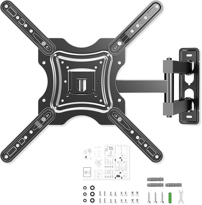 Full Motion TV Wall Mount,Swivel Tilt Extension with Articulating Arms,Tvs Brackets for Wall Mount with VESA 400x400mm up to 66lbs Max,Universal TV Mount for 19-55 inch LED Monitors Flat Screen.