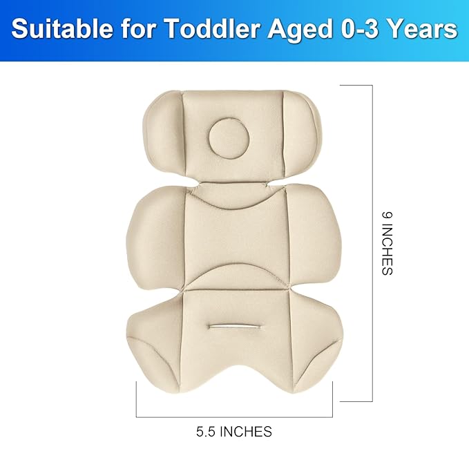 Infant Car Seat Insert – Breathable Head Support for Newborn to Toddler 0-3 Years, Soft Non-Sticky Baby Car Seat Cushion, Universal Carseat Insert Support for Stroller, Swing & Carrier