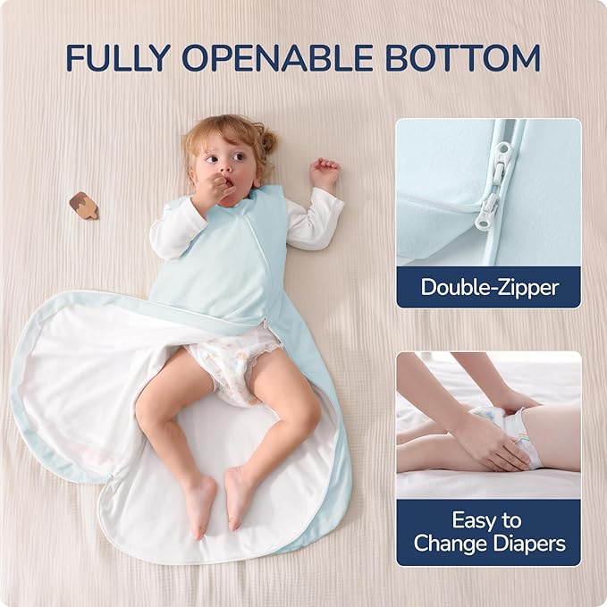 usbettas 1.0 Tog 2.5 Tog Baby Sleep Sack, 100% Cotton Baby Sleeping Bag 3-24M, 2-Way Zipper Baby Wearable Blanket