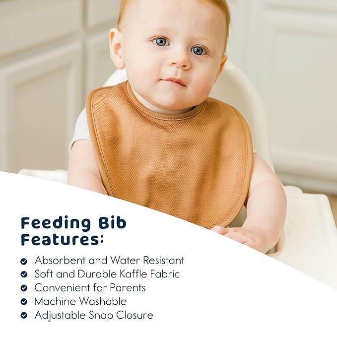Tiny Twinkle 8 Pack Baby Bibs for Drooling and Teething – Waterproof & Absorbent Bibs for Baby Girl & Boy, Machine Washable Infant Bib Set for Newborns and Toddlers (White 8-Pack)