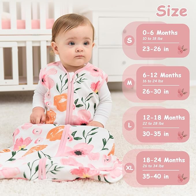 Looxii Baby Sleep Sack 0.5 TOG, 100% Cotton 3 Pack Wearable Blanket Baby Sleep Bag for Newborn Infant, 2-Way Zipper Lightweight Toddler Sleeping Sack 18-24 Months
