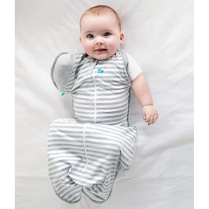 Love to Dream Swaddle UP 50/50 Transition Bag, Gray, Large, 24-30.5 lbs, Patented Zip-Off Wings, Gently Help Baby Safely Transition from Being swaddled to arms Free Before Rolling Over