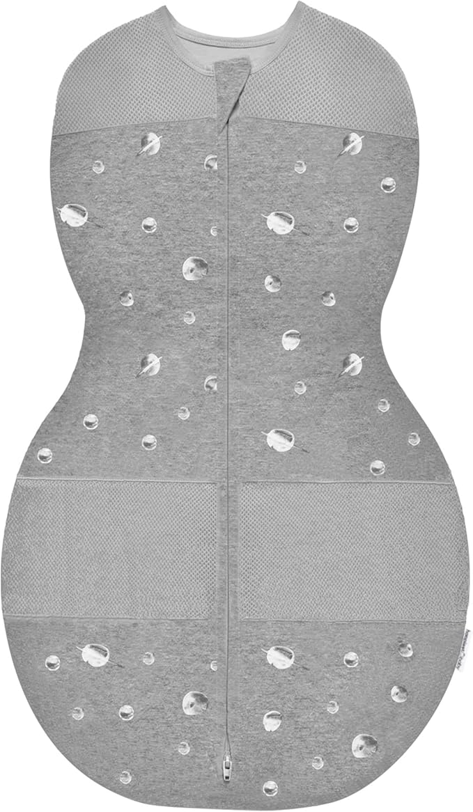 Happiest Baby Sleepea 5-Second Swaddle - 100% Organic Cotton Baby Swaddle Blanket - Doctor Designed Promotes Healthy Hip Development (Graphite Planets, Large)