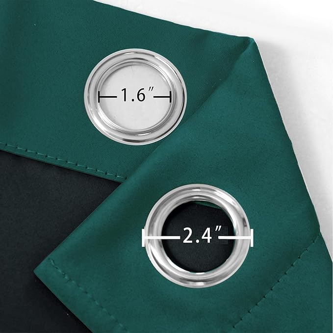 LEMOMO 100% Blackout Curtains 52 x 63 Inch Sea Teal Curtains 2 Panels Darkening Thermal Insulated Bedroom Curtains