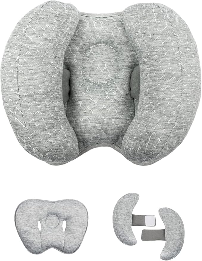 Upgrade 2 in 1 Baby Travel Pillow - Banana Shape Adjustable Baby Neck Head Support Car Seat Insert Pillow for Kids,Headrest Pillows for Cars, Gray