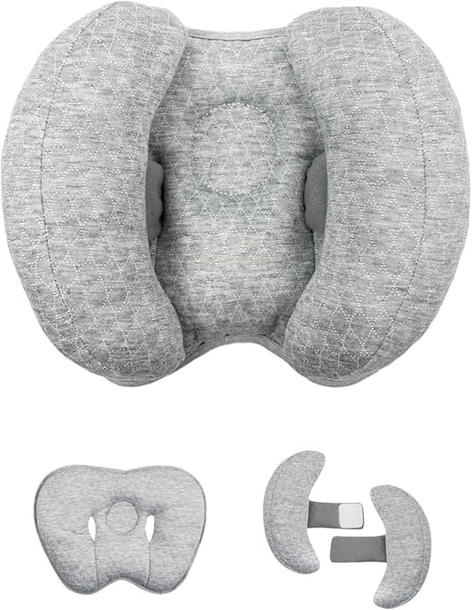 Upgrade 2 in 1 Baby Travel Pillow - Banana Shape Adjustable Baby Neck Head Support Car Seat Insert Pillow for Kids,Headrest Pillows for Cars, Gray