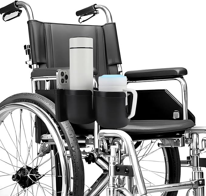 Accmor 2-in-1 Walker Cup Holder with Phone Holder, Wheelchair Cup Holder, Rollator Cup Holder, Cup Phone Holder for Walker, Wheelchair, Rollator, Mobility Scooter