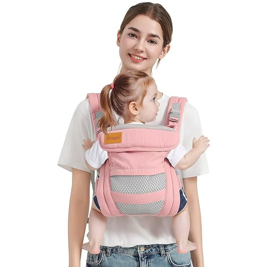 Baby Carrier Newborn to Toddler(7-30lbs), Toddler Carrier with Adjustable Shoulder Strap, Baby Holder Carrier with Breathable Mesh Fabric, Pink