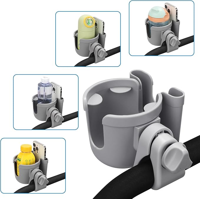 Accmor 2-in-1 Walker Cup Holder with Phone Holder, Wheelchair Cup Holder, Rollator Cup Holder, Cup Phone Holder for Walker, Wheelchair, Rollator, Mobility Scooter