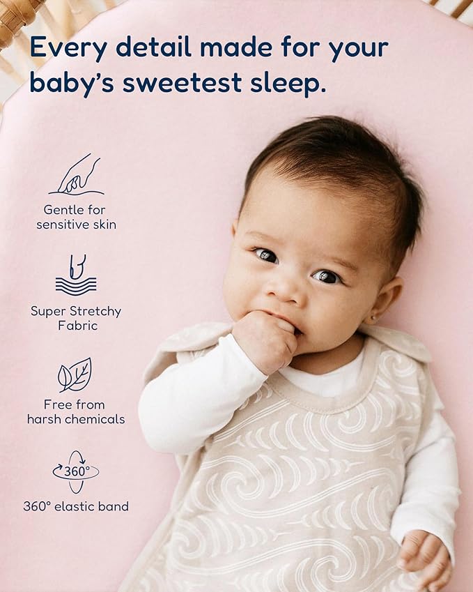 Bedside Sleeper Bassinet Fitted Sheets 33x20 for Maxi COSI Iora, Koola Baby, Baby Joy, Angelbliss, Kidsclub Bedside Bassinet - Buttery Soft Sheets, 2 Pack