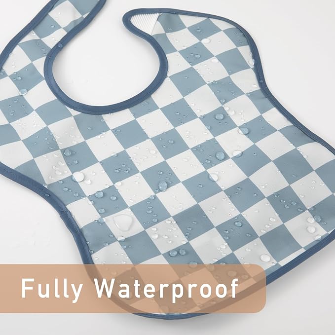 CIVARUA KIDS 3-Pack Waterproof Baby Bibs for Eating - Mess Proof Lightweight Toddler Feeding Bibs with Large Food Catcher