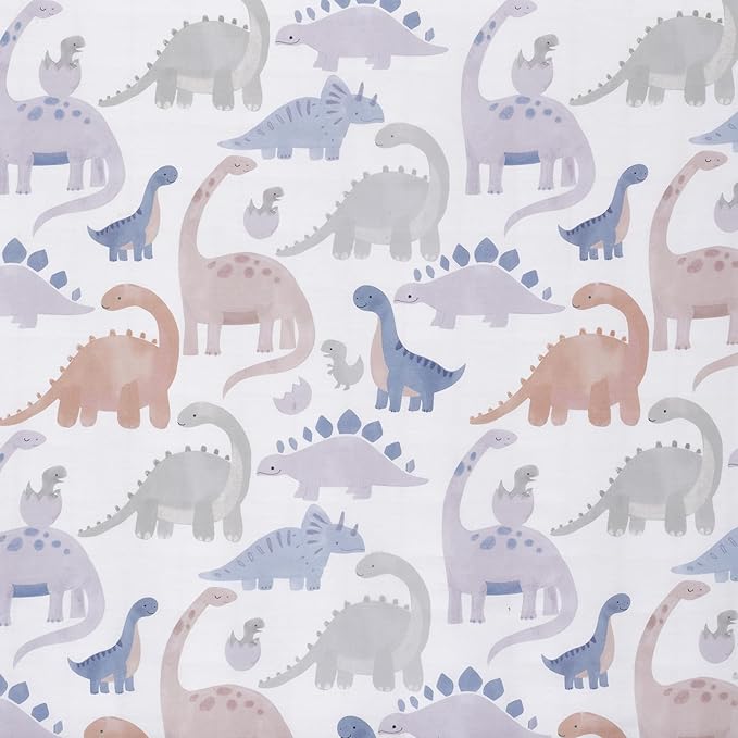 Lambs & Ivy Dino-Might 100% Cotton Dinosaur Baby/Toddler Fitted Crib Sheet
