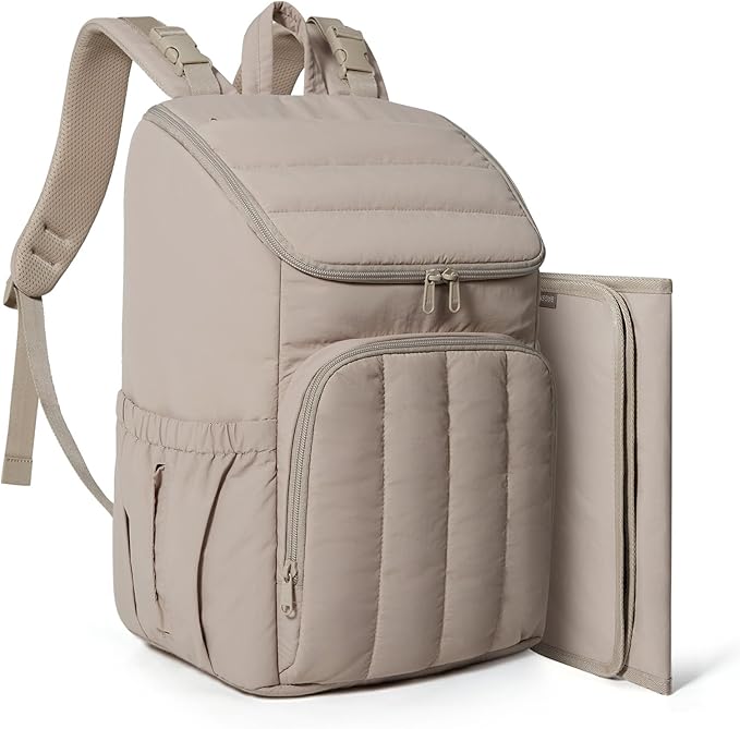 BAGSMART Diaper Bag Backpack, Large Baby Diaper Bag, Quilted Puffy Baby Bag for Mom with Quick-access Insulated Pockets, Lightweight Versatile Travel Backpack