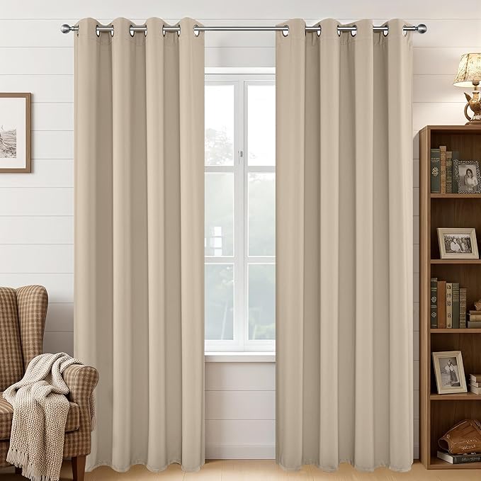 Joydeco Blackout Curtains 84 Inch Length 2 Panels Set, Thermal Insulated Long Drapes 2 Burg, Room Darkening Grommet Drapes for Living Room Bedroom Window