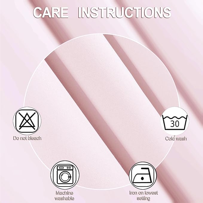 LEMOMO 100% Blackout Curtains 52 x 84 Inches Long Thermal Insulated Baby Pink Curtains with Black Liner Set of 2 Panels for Nursery Room
