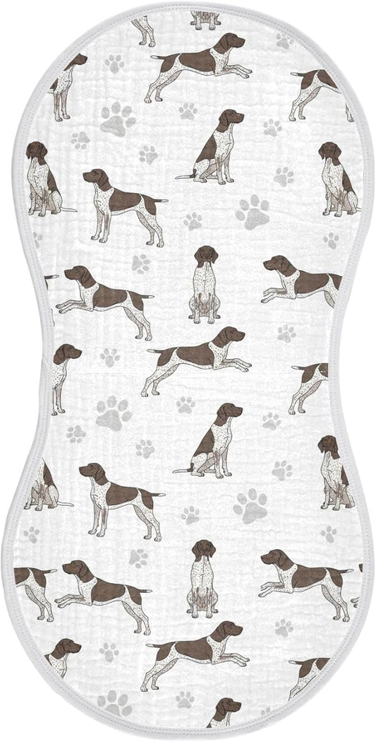 1 Pack Muslin Burp Cloths German Dogs White Cotton Baby Burp Cloths Absorbent Burping Cloth Soft Spit Up Rags for Newborn Must Haves 22x11 Inch