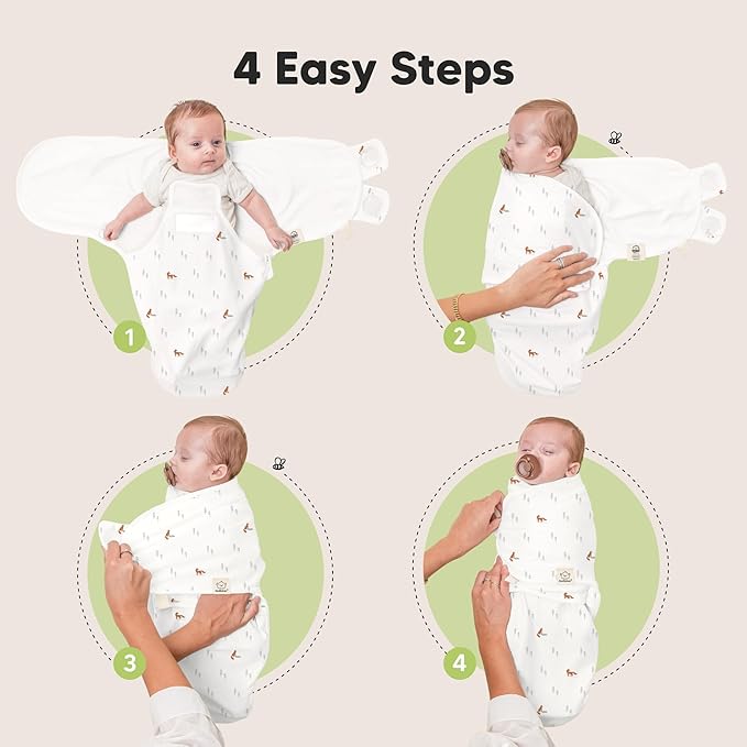 Baby Swaddle Sleep Sacks with Zipper - 3-Pack Swaddles for Newborns 0-3 Months, Infant, Baby Girls, Boys, Soft & Durable Newborn Sleep Sack,Easy Diaper Change Swaddling Blanket(Forest)