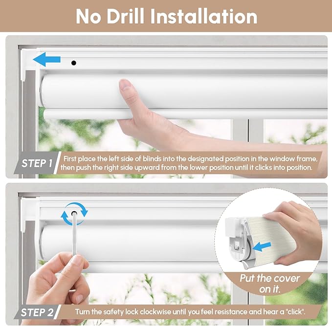 Kincmo No Drill Motorized Blinds with Remote, 100% Blackout Roller Shades for Windows, Custom Electric Blinds Compatible with Alexa, Apple Homekit, Google Home (100% Blackout Dreamy Warm)