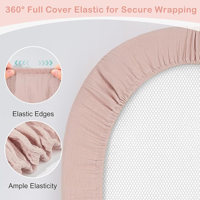 Basumee Muslin Bassinet Sheets for Baby Girl Boy 2 Pack Soft Breathable Baby Bedside Bassinet Fitted Sheets with Bottom Elastic Band 33''x17''x4'' Mattress Cover for Rectangle Oval Hourglass Bassinets
