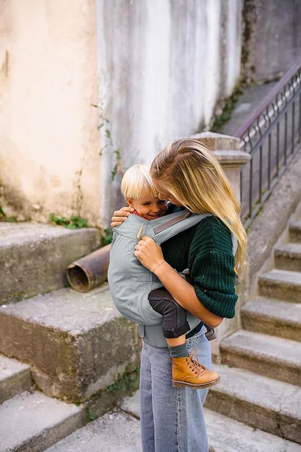 Beco Toddler Carrier (20-60 lbs) with Extra Wide Seat, 100% Cotton - Front-Carry & Backpack Style - Lightweight & Ergonomic Sling Carrier for Children from 18months - Grey