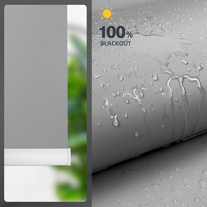 ZSTARR Motorized Smart Blind for Window with Remote Control, Automatic Blackout Roller Shade Customizable Size,with Valance Child Safety Rechargeable Battery Blinds (Medium Gray)