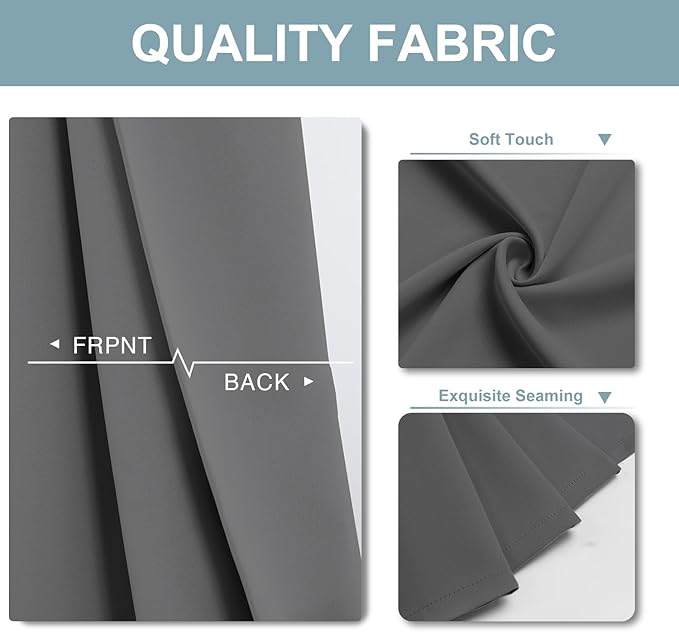 ChrisDowa Blackout Curtains 120 Inches Long for Living Room, Grommet Thermal Insulated Room Darkening Curtains for Bedroom (1 Panel Set, Grey, 52 x 120 Inch)