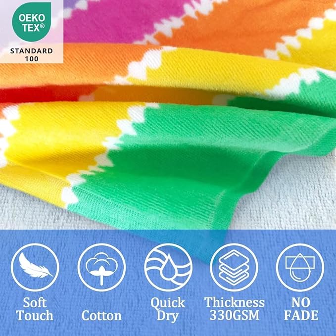 VOOVA & MOVAS Kids Bath Towel with Hood (3-8Years), Quick Dry Absorbent Lightweight Towel Wrap for Pool | Swim | Bath, Color Stripe