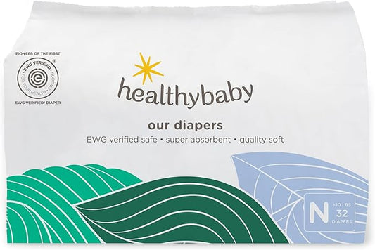 Our Diapers | The First EWG Verified & Microbiome-Friendly Diaper | 12-Hour Leak Protection | Made with Organic Cotton & Plant-Derived Materials | Totally Chlorine Free | Size NB (<10 lbs) 32 Count