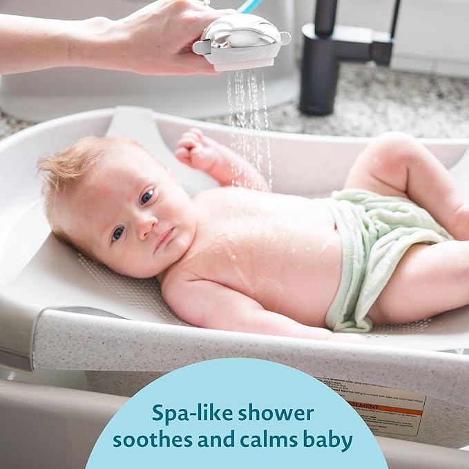 The First Years Rain Shower Baby Spa Bathtub Set – Includes Infant Sling, Soothing Spray Shower Head, Fresh Water Tank and Built-in Soft Brush – 3-in-1 Newborn to Toddler Design –Baby Bath Essentials