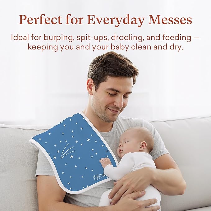 littogoose Premium 8-Pack Waterproof Baby Burp Cloths, Extra Large 13"X26" Soft Absorbent Burping Clothes for Newborns and Infants, Baby Shower Boys Girls