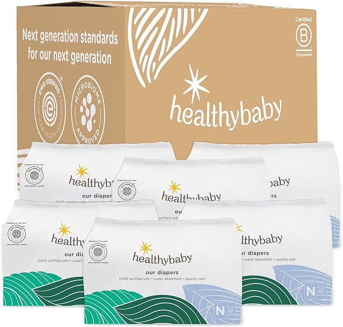 Our Diapers | The First EWG Verified & Microbiome-Friendly Diaper | 12-Hour Leak Protection | Made with Organic Cotton & Plant-Derived Materials | Totally Chlorine Free | Size NB (<10 lbs) 192 Count