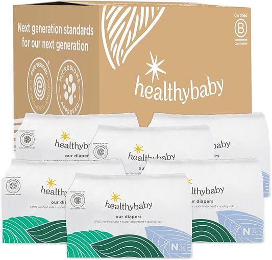 Our Diapers | The First EWG Verified & Microbiome-Friendly Diaper | 12-Hour Leak Protection | Made with Organic Cotton & Plant-Derived Materials | Totally Chlorine Free | Size NB (<10 lbs) 192 Count