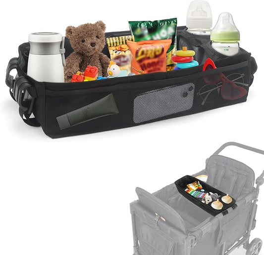 W4 Stroller Snack Tray for Wonderfold Wagon W4, Stroller Cup Holder Toy Storage W4 Wagon Accessories with Side Mesh Pockets, Height Increase (20.47"×9.84"×4.92")