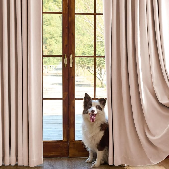 Pink Blackout Curtains 96 Inches Long Chenille Thermal Insulated Curtains for Living Room Bedroom Heavy Duty Farmhouse Drapes 2 Panels Home Decor for Girls Room Darkening Curtains Window Treatments