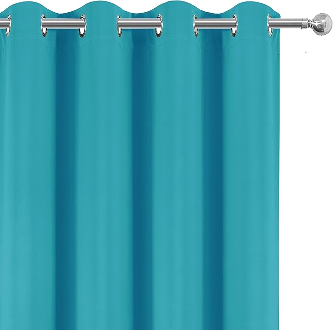 LEMOMO 100% Blackout Curtains 52 x 72 Inch/Teal Curtains 2 Panels with Black Lining Room Darkening Thermal Insulated Bedroom Curtains