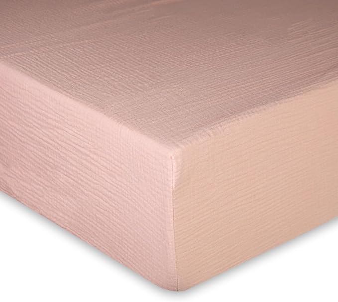 Ultra Soft Muslin Crib Sheets for Baby, Premium Breathable Organic Cotton Crib Fitted Sheet for 52’’x28’’Standard Crib and Toddler Mattress,2 Pack Pink&Coral
