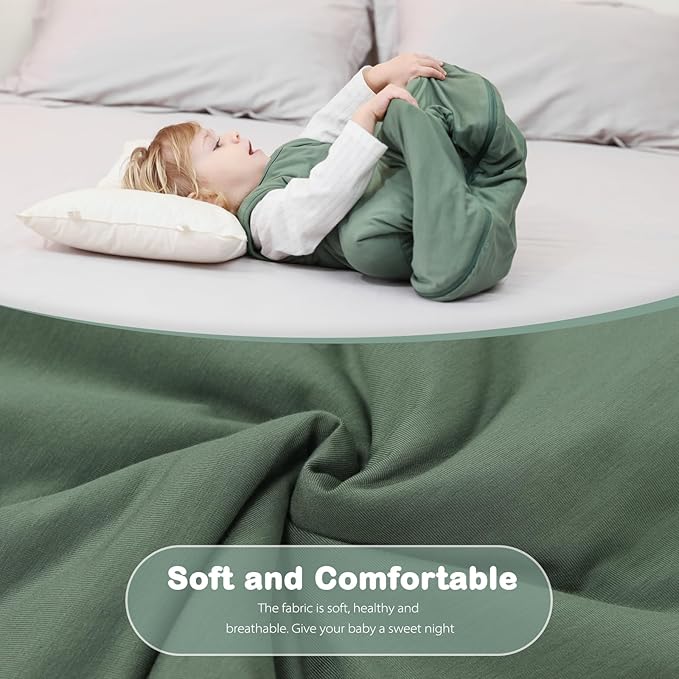 Mosebears Unisex Rayon Made from Bamboo Sleep Sack with 2-Way Zipper,2.5 Tog Baby Winter Sleep Sack (Dark Green,0-6 Months)