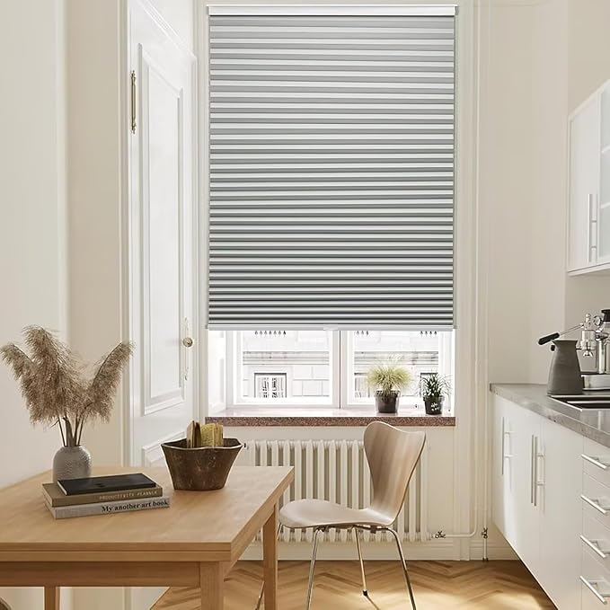 MYshade Cordless Blackout Cellular Shades, 1.5" Honeycomb Window Blinds for Bedroom & Nursery, Thermal Insulated, Noise Reducing, Privacy Shades, Inside or Outside Mount (26" W x 64" H, Grey)