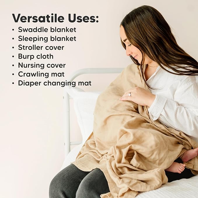4-Pack Muslin Swaddle Blankets for Boys, Girls - Organic Baby Swaddles for Newborns, Soft & Breathable Receiving Baby Blankets for Girl, Boy, Neutral, Newborn Essentials Gift (Spice)