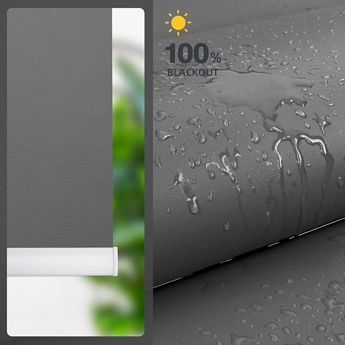 ZSTARR Motorized Smart Blind for Window with Remote Control, Automatic Blackout Roller Shade Customizable Size,with Valance Child Safety Rechargeable Battery Blinds (Dark Grey)